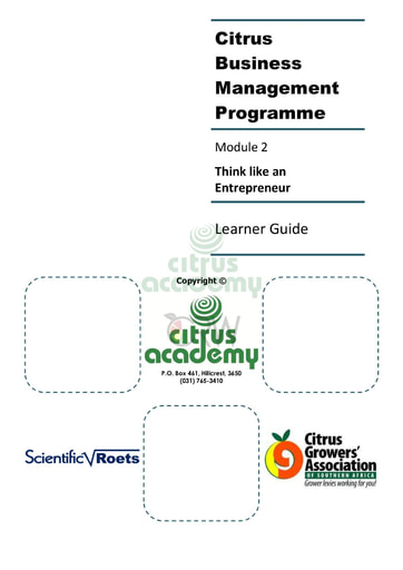Module 2 Think Like an Entrepreneur