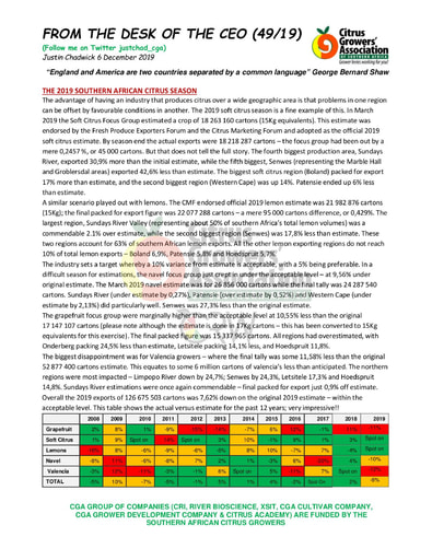 CGA - CEO Newsletter 49/2019 (06/12/19)