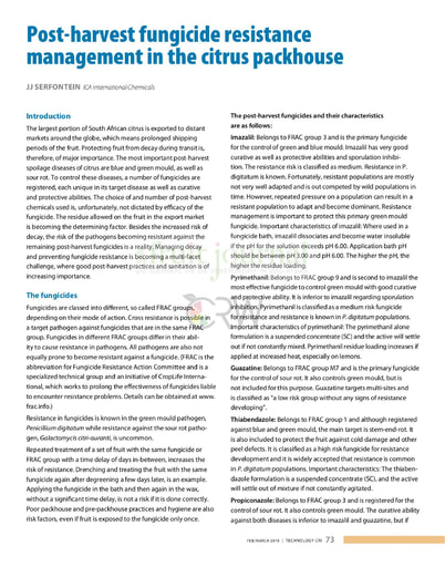 Post-harvest fungicide resistance management in the citrus packhouse