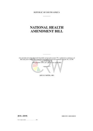 National Health Amendment Bill B8 - 2019