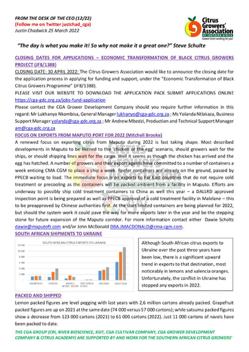 CGA - CEO Newsletter 12/2022 (25/03/22)