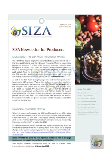 SIZA News Volume 9, Issue 3